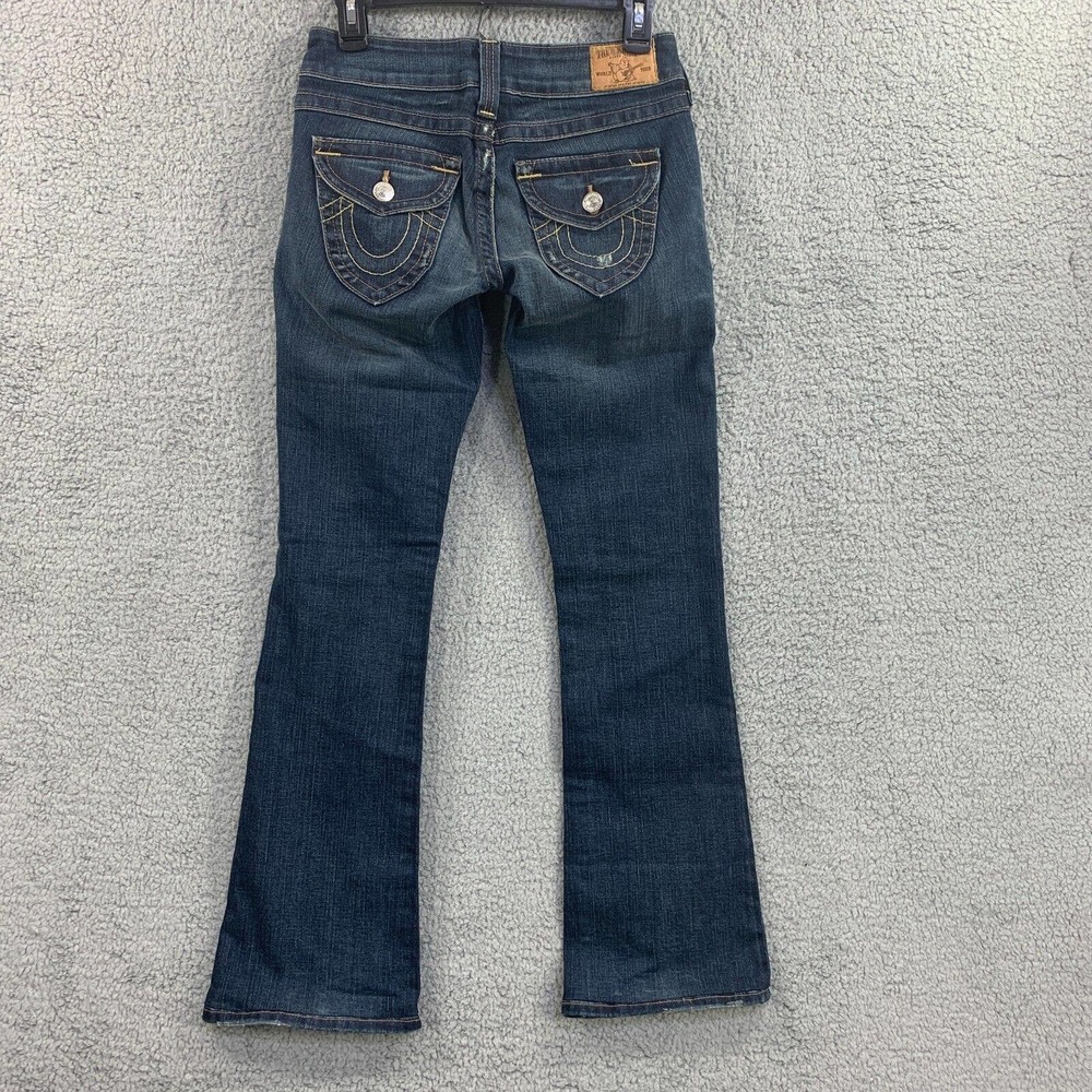 Y2K 90s True Religion Jeans Thick Stitch Boot Cut Blue WC92317QV Sz 27 X31 USA